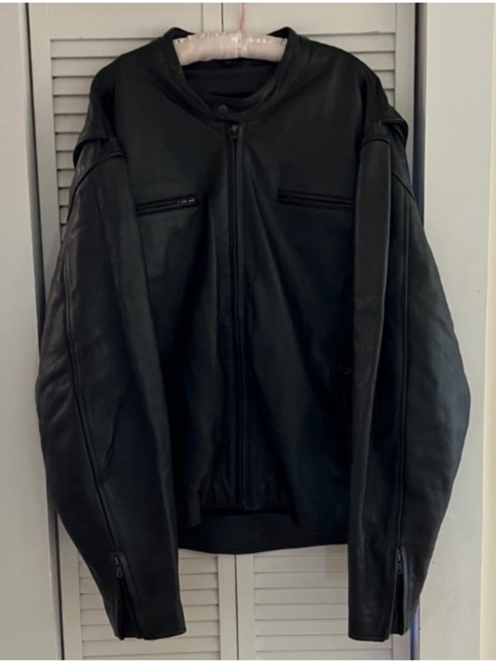 Pro-Rider Black Leather Motorcycle Insulated Coat